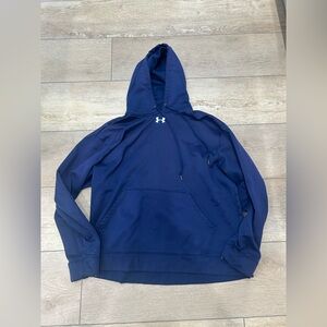 Under Armour Sweater Mens XL Blue Hoodie Sweatshirt Casual Outdoor FITS LIKE LG